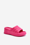 Lightweight Women's Foam Wedge Sandals On Cork And Platform Fuchsia Tendrea