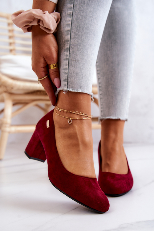 Suede Pumps On A Block Heel Sergio Leone PB178 Maroon