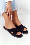 Women's Suede Slippers Black Edesa