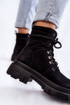 Leather Warm Lace-up Boots Black Merisha