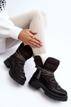 Women's Snow Boots with Decorative Lacing Black Rilana