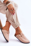 Suede Sandals On Cork Platform Beige Vellma
