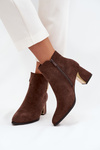 Women's heeled ankle boots with gold details brown Kalivra