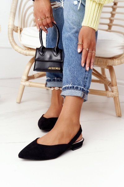 Suede Ballerinas On A Heel S.Barski Black