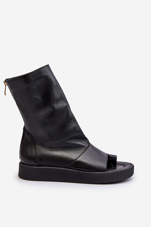 Sandały Skóra Naturalna Cholewka Czarne Zazoo 3441