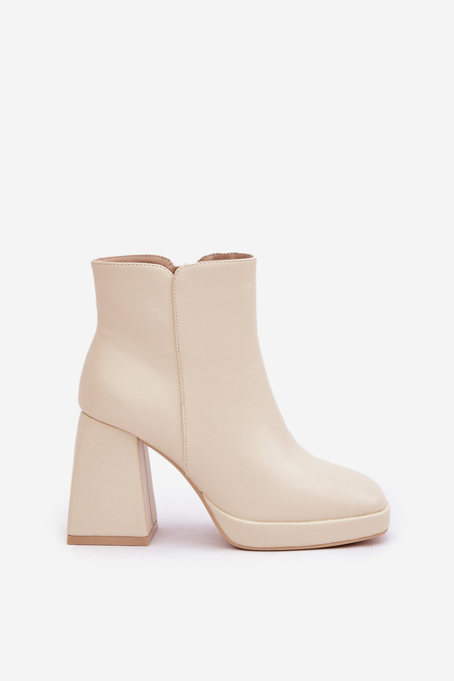 Heels On High Block Eco Leather Light Beige Selarae
