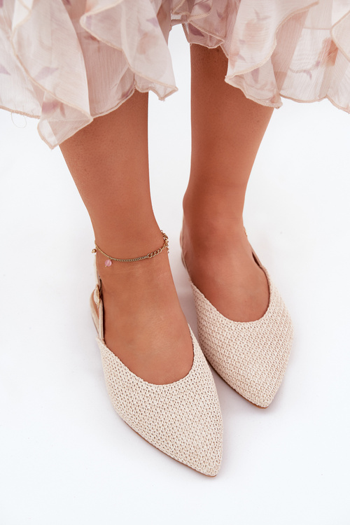 Ballet Flats With Weaving And Pointed Toes Beige Hefion