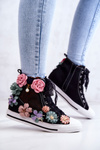 High-top Sneakers with Flowers Black Sellin