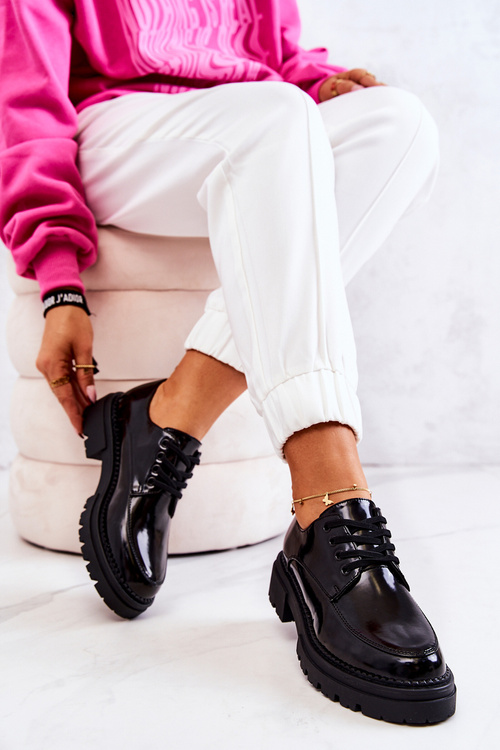 Laquered Lace-up Shoes La.Fi Black Joselin