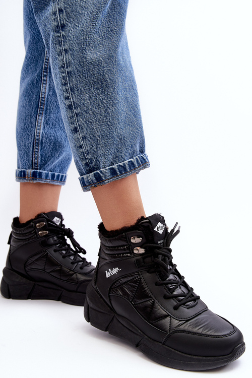 Women's Platform-Heeled Fur-Lined Boots Lee Cooper LCJ-23-44-1984 Black