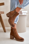 Lined Women's Ankle Boots with Block Heel in Brown Velarilla