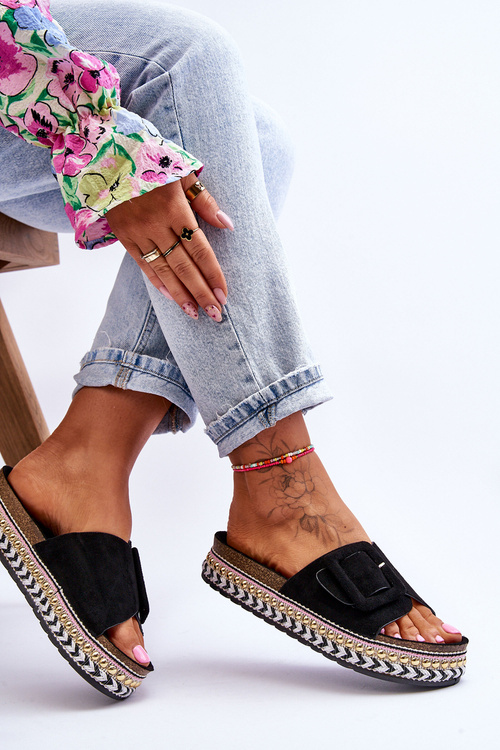 Women's Sandals On A Decorated Platform Black Joyce