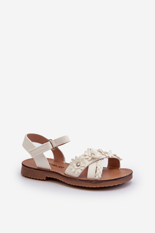 Children's Sandals with Velcro Closure with Flowers White Nestalee
