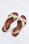 Leather Velcro Sandals Beige-Gold Zazoo 40141