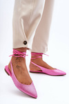 Women's Lace-Up Ballet Flats Embellished with Studs Pink Jange