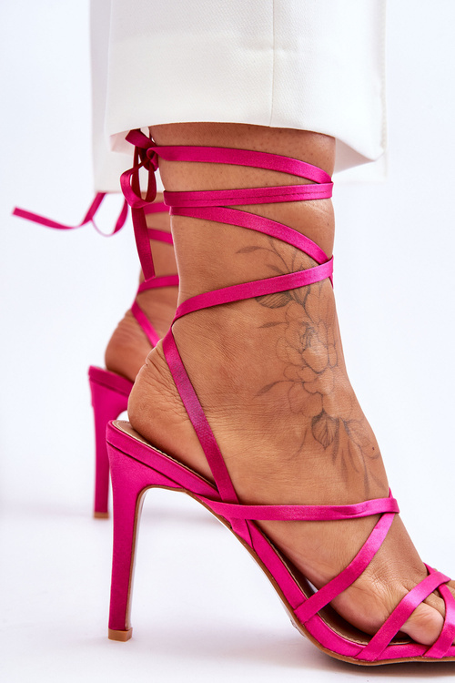 Women's Tied Sandals On A High Heel Fuchsia Meya
