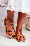 Elegant Sandals With Snake Pattern Orange Brooke
