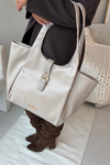 Shopper bag with clip NOBO BAG6010-015 Light beige