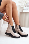 Leather Ankle Boots on Wedge D&A Beige MR880-137