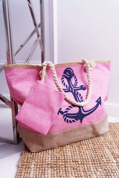 Duża Plażowa Torebka Shopper Różowa