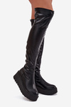 Knee High Women's Boots On Platform With Delicate Wedge Black Lydira