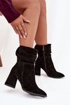 Ankle boots made of natural suede lined with a heel with gathering Zazoo 4216 Black