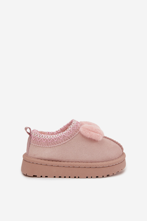 Children's Snow Boots With Embroidery And Bow Pink Daven