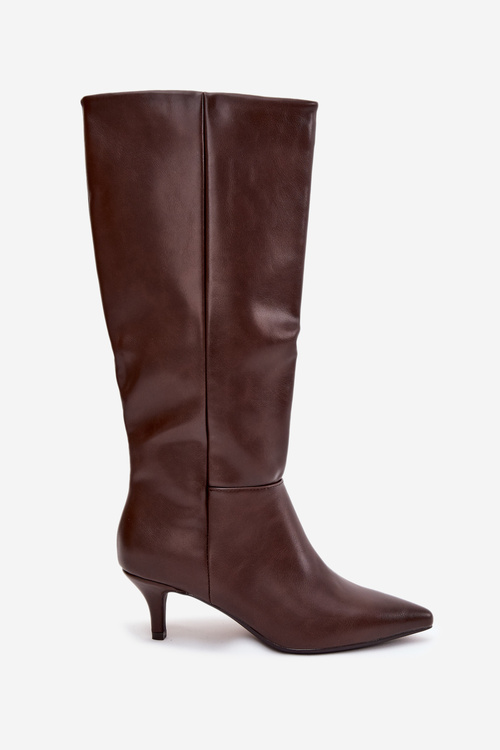Women's Low Heel Boots with Insulation Made of Eco Leather Chocolate Marcellia