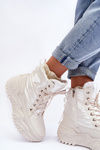 Insulated Boots On Massive Platform Light Beige Lanleh