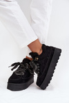 Lace-up Women's Snow Boots Platform Insulated with Fur Black Tavelle