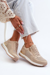 Women's Sneakers with Sequins and Zipper INBLU IN000365 Beige