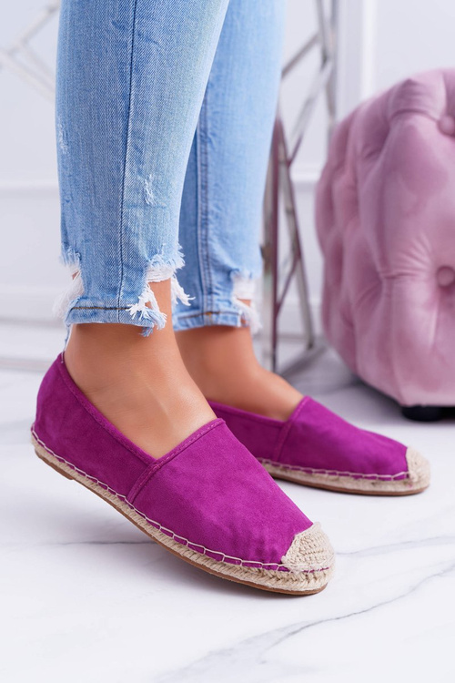 Lu Boo Fuchsia Linen Slip On Ramen Espadrilles