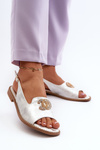 Women's Sandals with Decoration S.Barski KV27-049 Silver