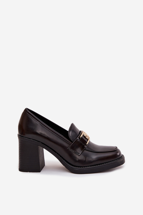 Women's Low Shoes with Heel with Gold Detail Chocolate Privelle