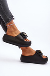 Women's Foam Flip Flops with Bow Black Salessa