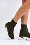 Women's High Sock Trainers Green Jovie