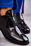 Patent Low Zip Boots Black Bettina