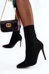 Women's High Boots With A Sock On A Heel Black Luisell