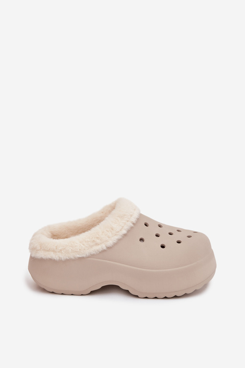 Foam Women's Slippers Insulated with Fur Khaki Palvine