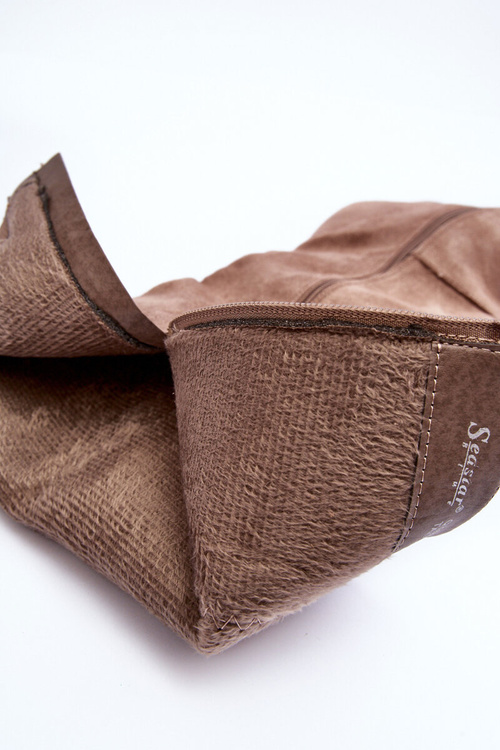 Suede Over-The-Knee Boots On Heel Beige Kilrenita