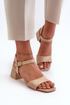 Women's Beige Faux Suede Block Heel Sandals Leisha