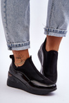 Buty Sportowe Damskie Wsuwane Koturn Czarne Farro 21PB35-4000