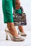 Fashionable Leather Pumps Lewski Shoes 3181 Gold