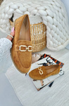 Women's Suede Loafers with Flat Heel Camel Misal