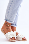 Fashionable women's slippers with a bow white Estera