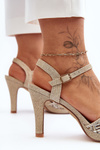 Embellished High Heel Sandals D&A MR1038-44 Gold