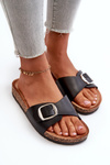 Women's Platform Sandals with Buckle Black Moaxi