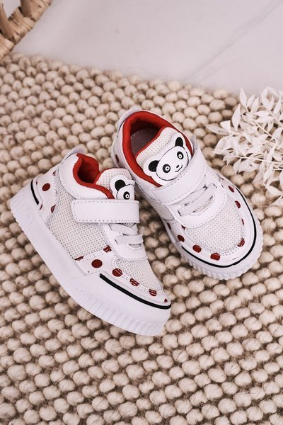 Dziecięce Sportowe Buty Z Pandą Biało Czerwone Chico