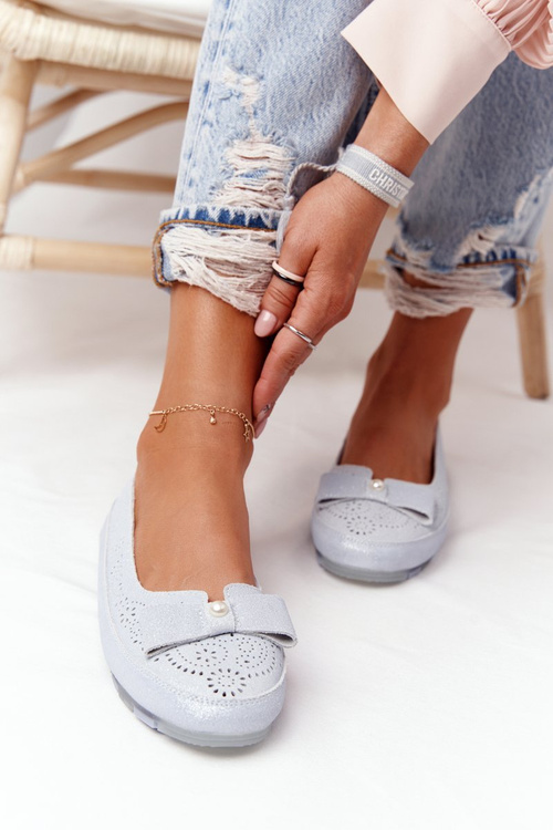 Women’s Leather Ballerinas RIO FLORE Eco-Friendly Light Blue