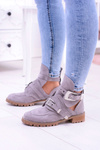 Lu Boo Grey Suede Boots With Cutouts Rock Girl